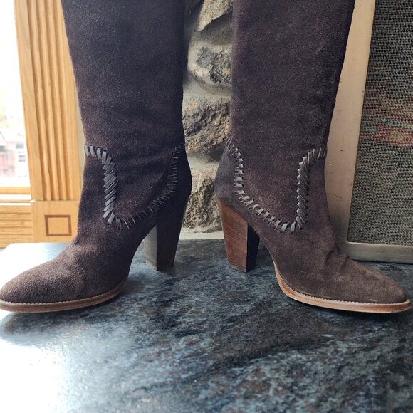 Michael Kors Luxurious Neptune Suede Chocolate Brown Knee High Boots Size 6.5M - Picture 10 of 16